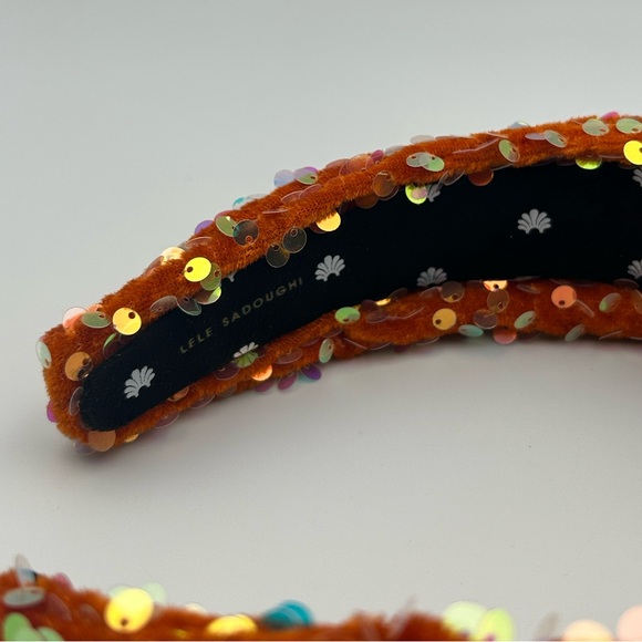 Lele Sadoughi Orange Sequin Knotted Headband - Picture 5 of 16